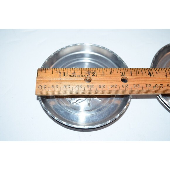 Vtg Pewter Peony Repousse round coaster set Floral 4pc set - Picture 3 of 6